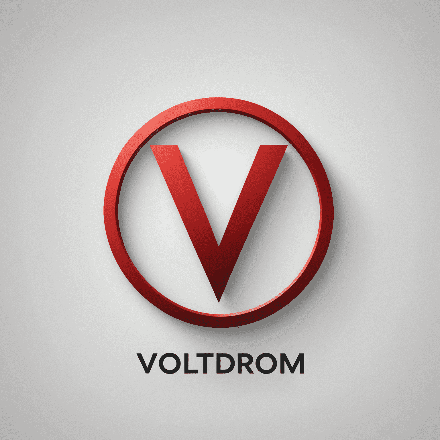 VoltDrom logo - een modern, strak ontwerp met rode accenten